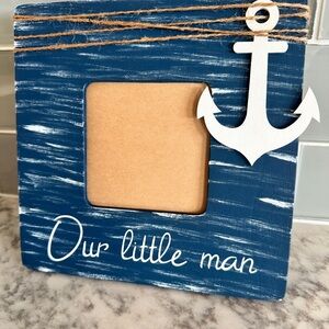 Nautical Blue and White Pregnancy Announcement Photo Frame